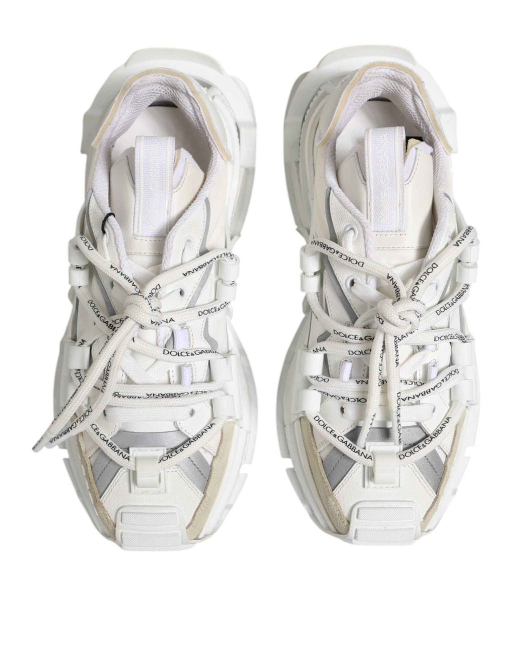 Dolce & Gabbana White Gray Low Top Space Sneakers Shoes