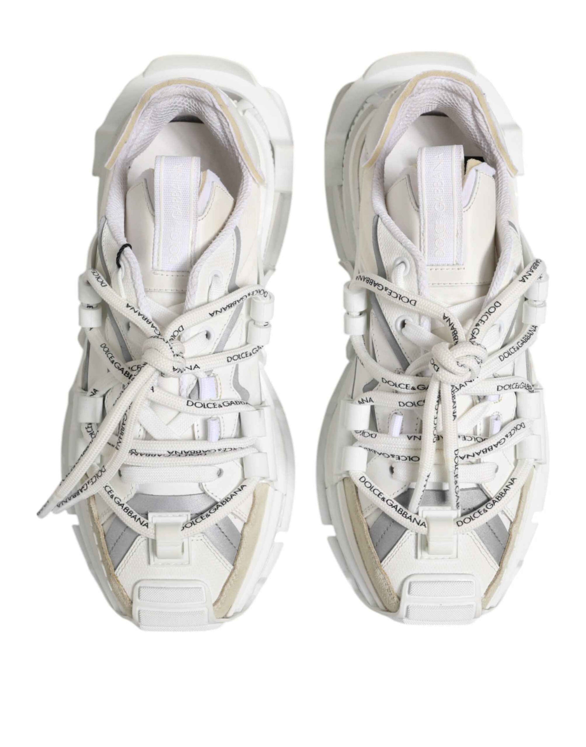 Dolce & Gabbana White Gray Low Top Space Sneakers Shoes