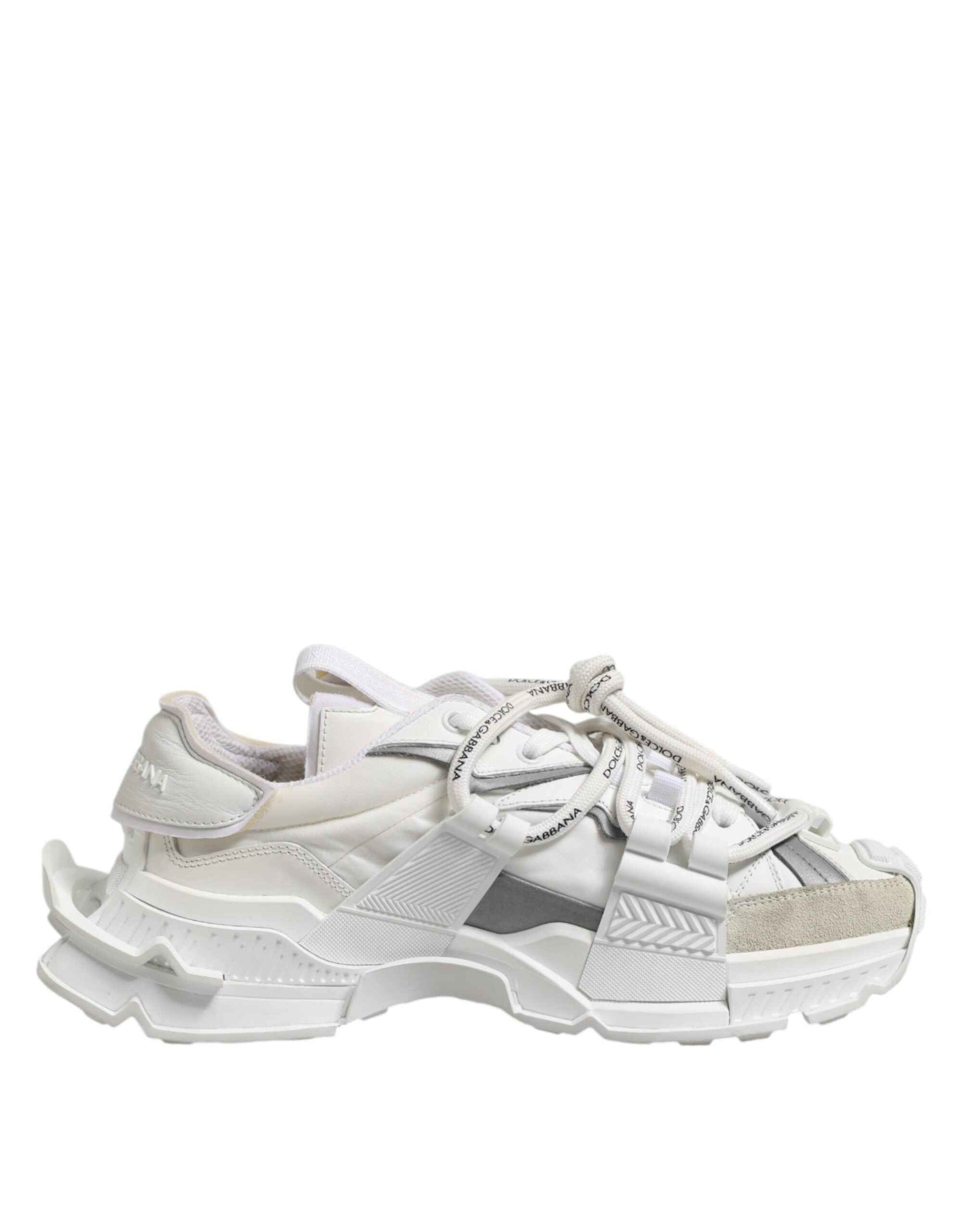 Dolce & Gabbana White Gray Low Top Space Sneakers Shoes