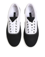 Dolce & Gabbana Black Cotton Canvas Lace Up Men Sneakers Shoes