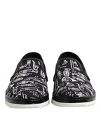 Dolce & Gabbana Black Slip On Printed Men Loafers Shoes