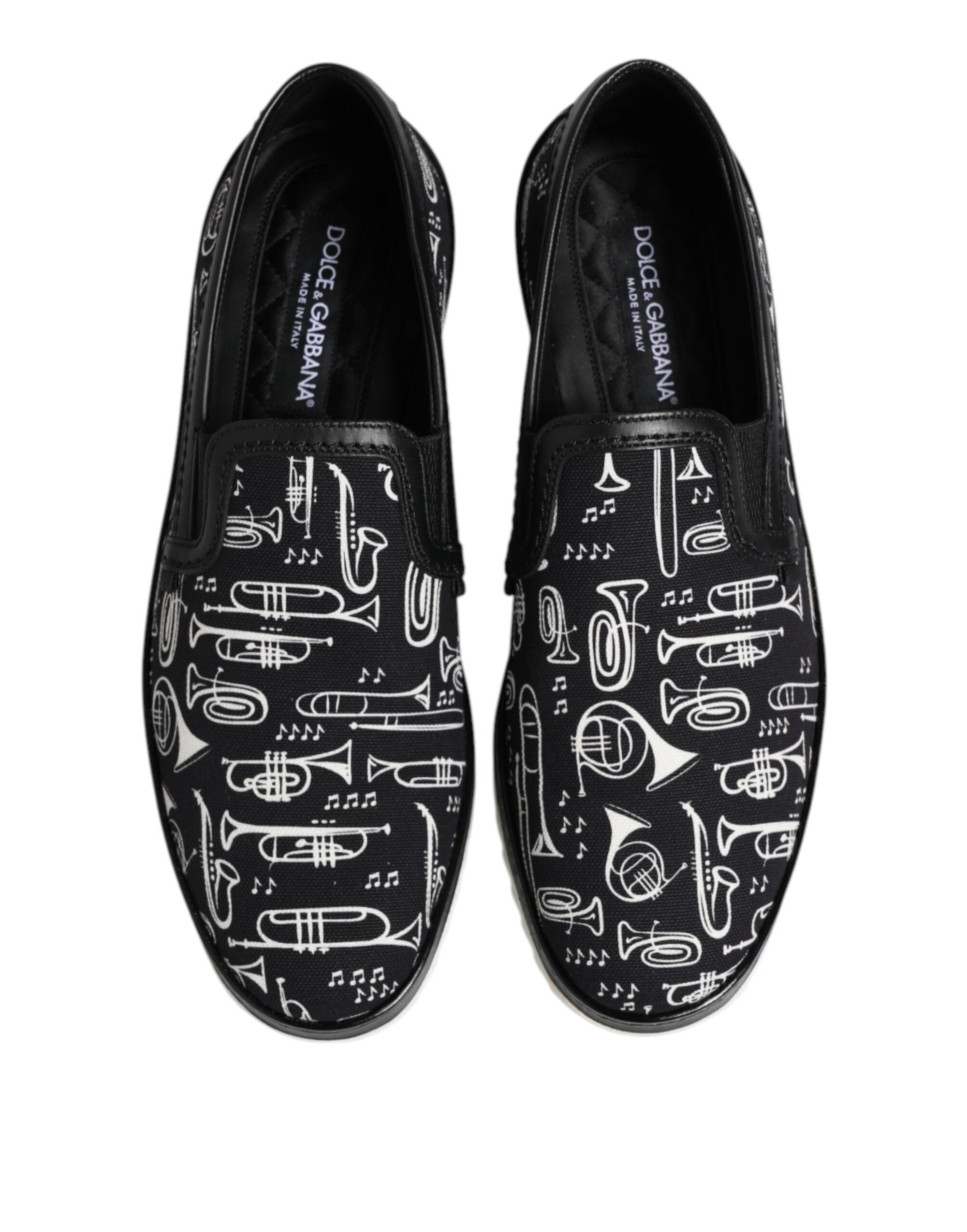 Dolce & Gabbana Black Slip On Printed Men Loafers Shoes