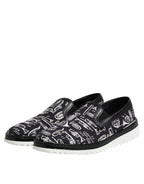 Dolce & Gabbana Black Slip On Printed Men Loafers Shoes