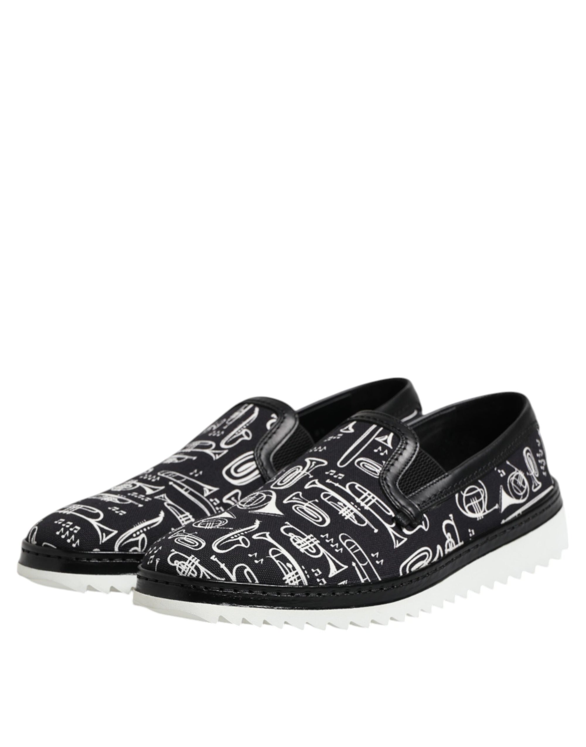 Dolce & Gabbana Black Slip On Printed Men Loafers Shoes