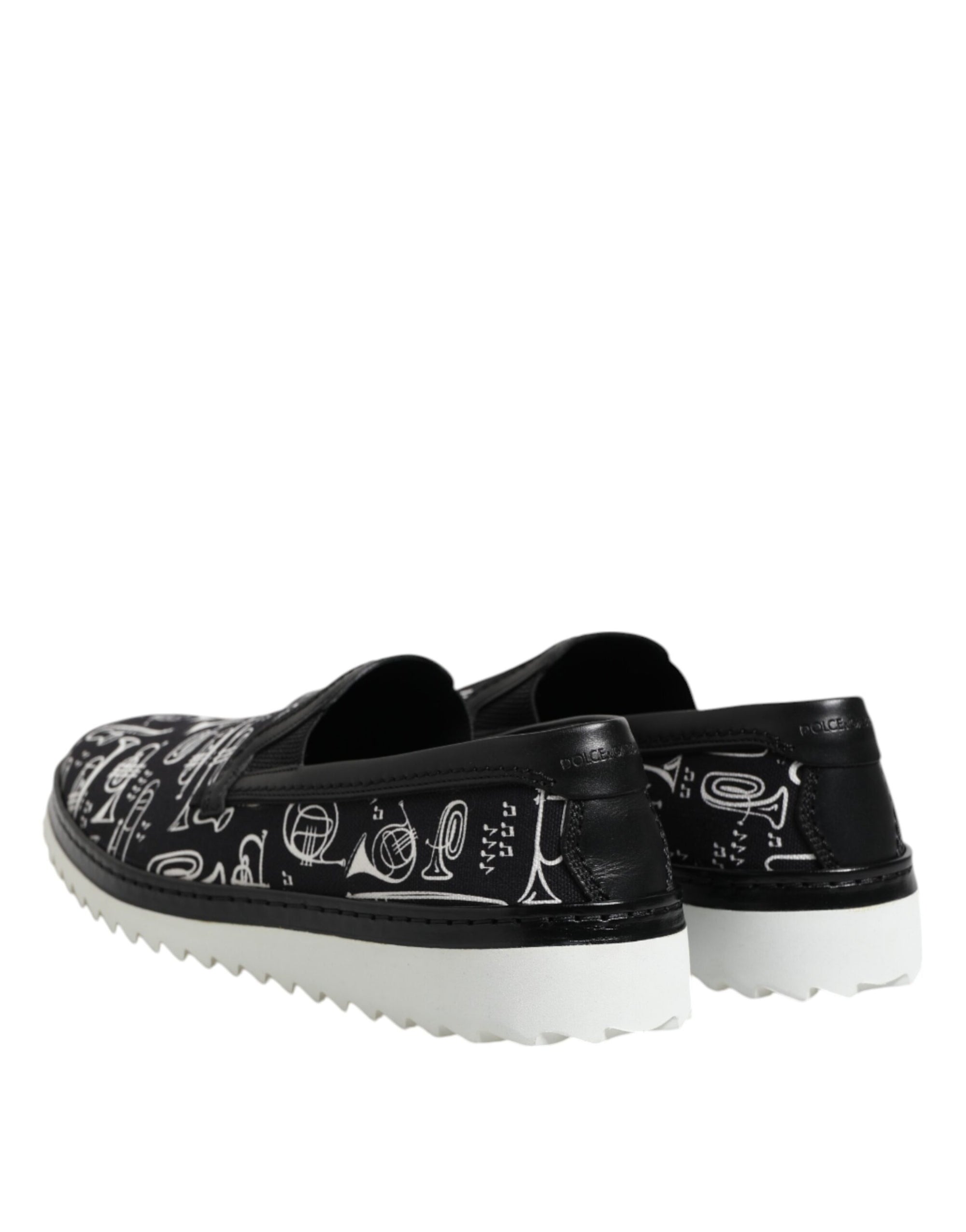 Dolce & Gabbana Black Slip On Printed Men Loafers Shoes