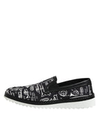 Dolce & Gabbana Black Slip On Printed Men Loafers Shoes