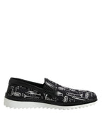 Dolce & Gabbana Black Slip On Printed Men Loafers Shoes