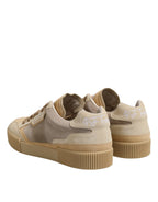 Dolce & Gabbana Beige Leather Low Top Lace Up Sneakers Shoes