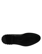 Dolce & Gabbana Black Leather Logo Ankle Boots Studded Shoes