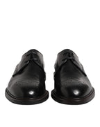 Dolce & Gabbana Black Leather Derby Wingtip Formal Shoes