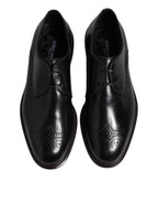 Dolce & Gabbana Black Leather Derby Wingtip Formal Shoes