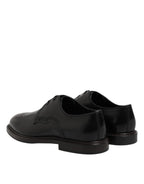 Dolce & Gabbana Black Leather Derby Wingtip Formal Shoes