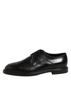 Dolce & Gabbana Black Leather Derby Wingtip Formal Shoes