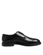 Dolce & Gabbana Black Leather Derby Wingtip Formal Shoes