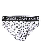 Dolce & Gabbana White Heart Printed Regular Brief Underwear