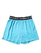 Dolce & Gabbana Blue Logo Waist Regular Boxer Shorts Underwear