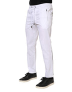 Dolce & Gabbana White Cotton Stretch Logo Men Jogger Pants