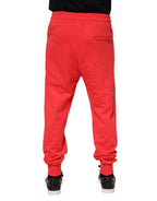 Dolce & Gabbana Red Cotton Men Jogger Sweatpants Pants