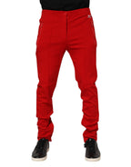 Dolce & Gabbana Red Viscose Logo Jogger Men Sweatpants Pants