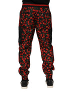Dolce & Gabbana Black Red Cherry Print Men Sweatpants Pants