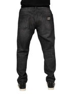 Dolce & Gabbana Gray Washed Cotton Loose Denim Jeans