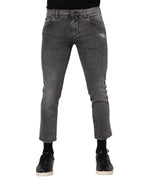 Dolce & Gabbana Gray Cotton Logo Plaque Men Denim Jeans