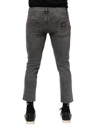 Dolce & Gabbana Gray Cotton Logo Plaque Men Denim Jeans