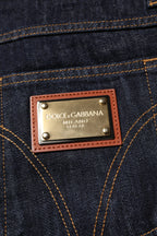 Dolce & Gabbana Dark Blue Cotton Logo Plaque Men Denim Jeans