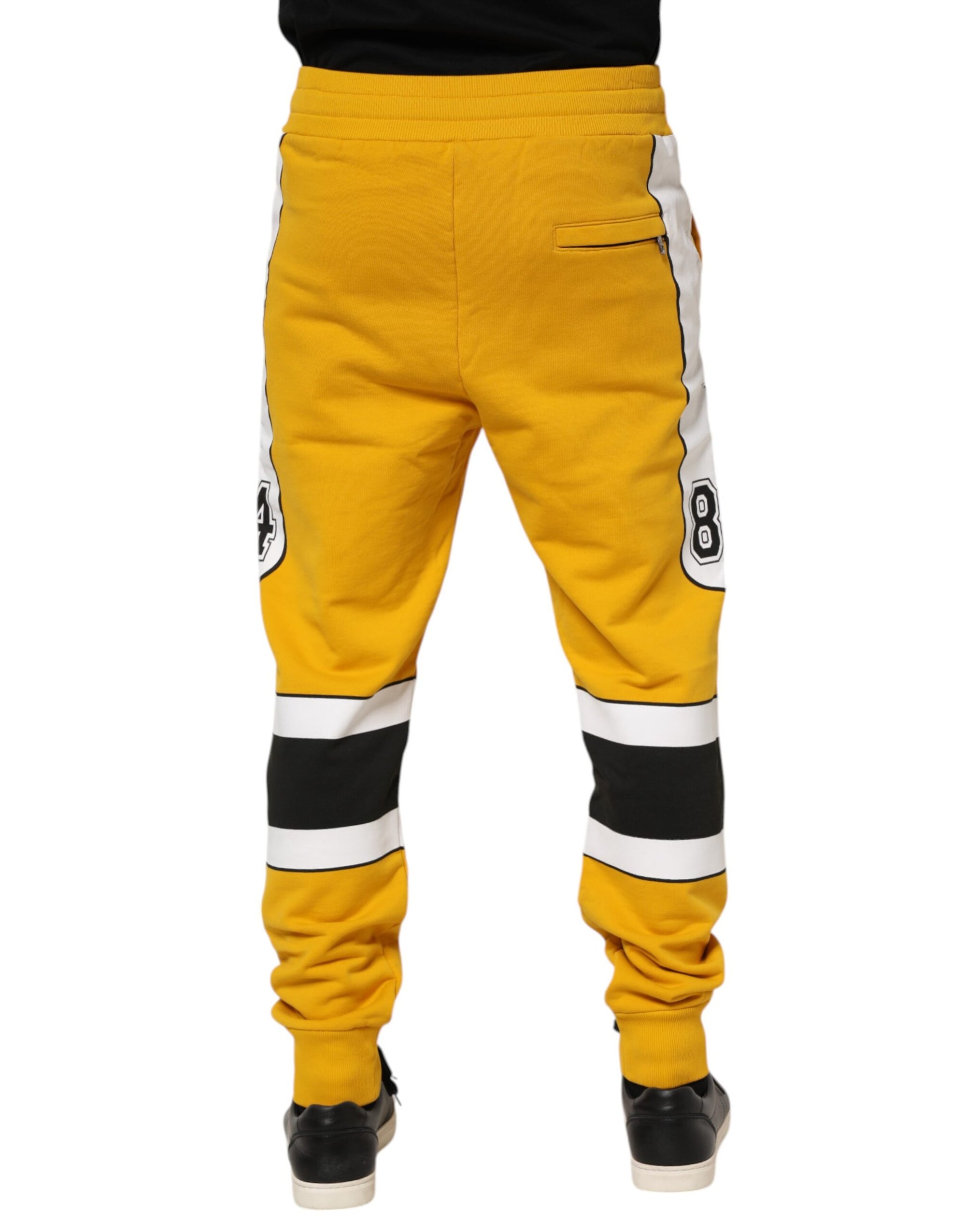 Dolce & Gabbana Yellow Print Cotton Drawstring Jogger Pants