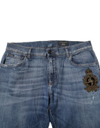 Dolce & Gabbana Blue Logo Embroidery Denim Jeans