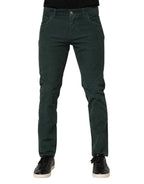 Dolce & Gabbana Green Cotton Corduroy Skinny Pants
