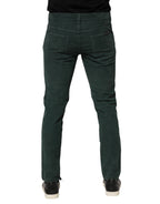 Dolce & Gabbana Green Cotton Corduroy Skinny Pants