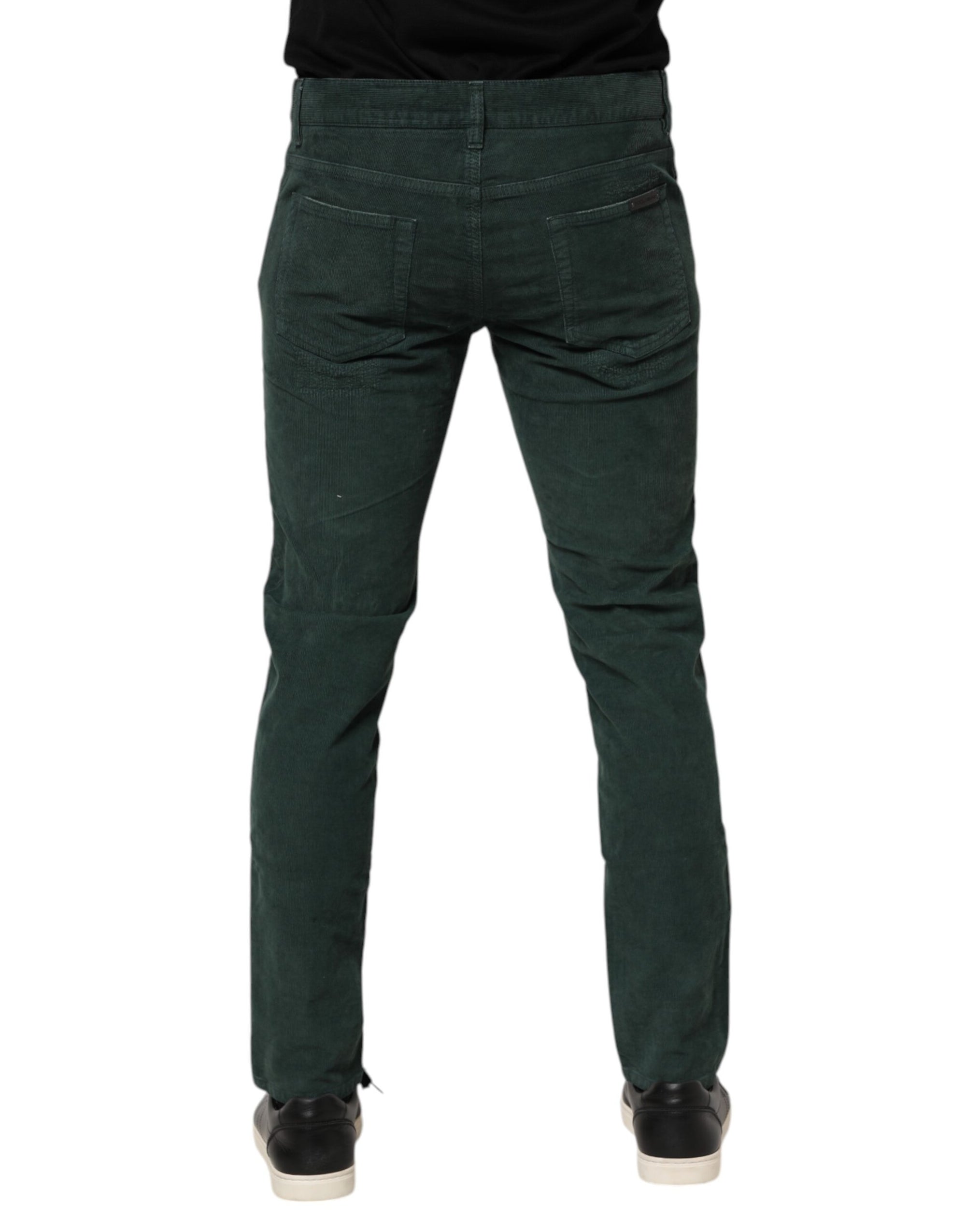 Dolce & Gabbana Green Cotton Corduroy Skinny Pants