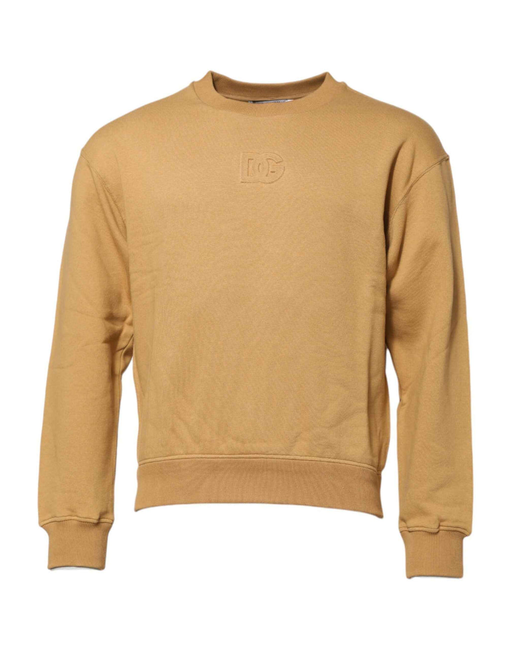Dolce & Gabbana Mustard Cotton DG Embossed Pullover Sweater