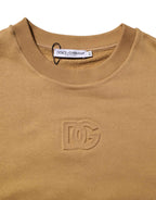 Dolce & Gabbana Mustard Cotton DG Embossed Pullover Sweater