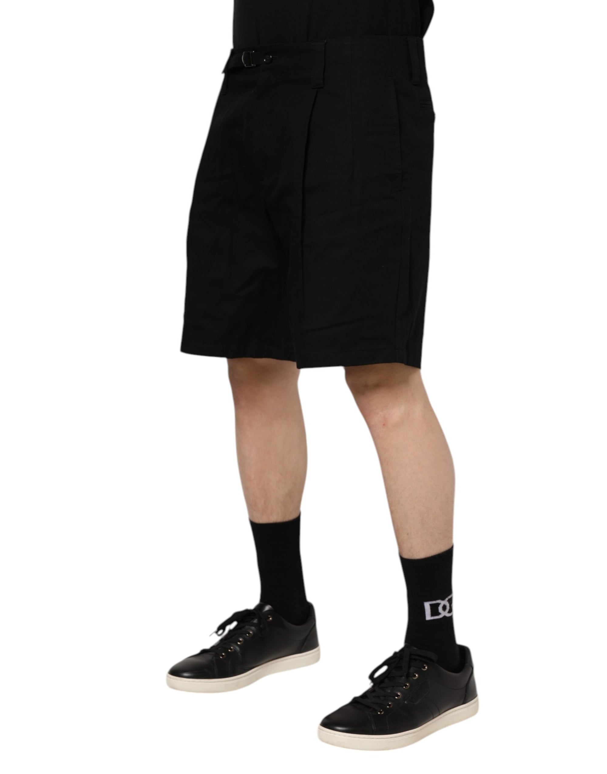 Dolce & Gabbana Black Cotton Knee Length Men Bermuda Shorts