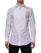 Dolce & Gabbana White Bib Cotton Poplin GOLD Formal Shirt