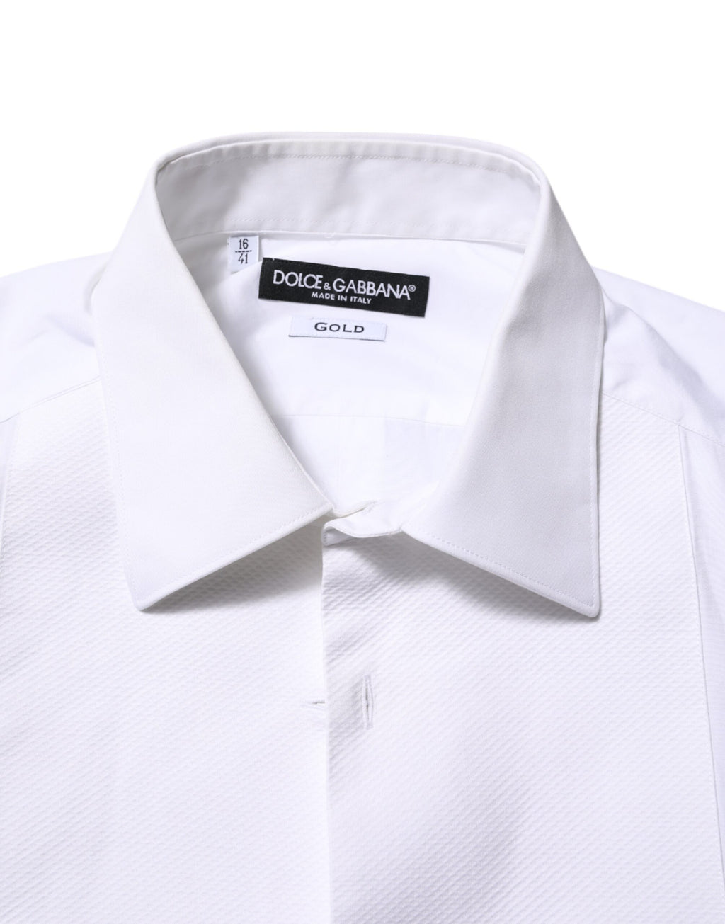Dolce & Gabbana White Bib Cotton Poplin GOLD Formal Shirt
