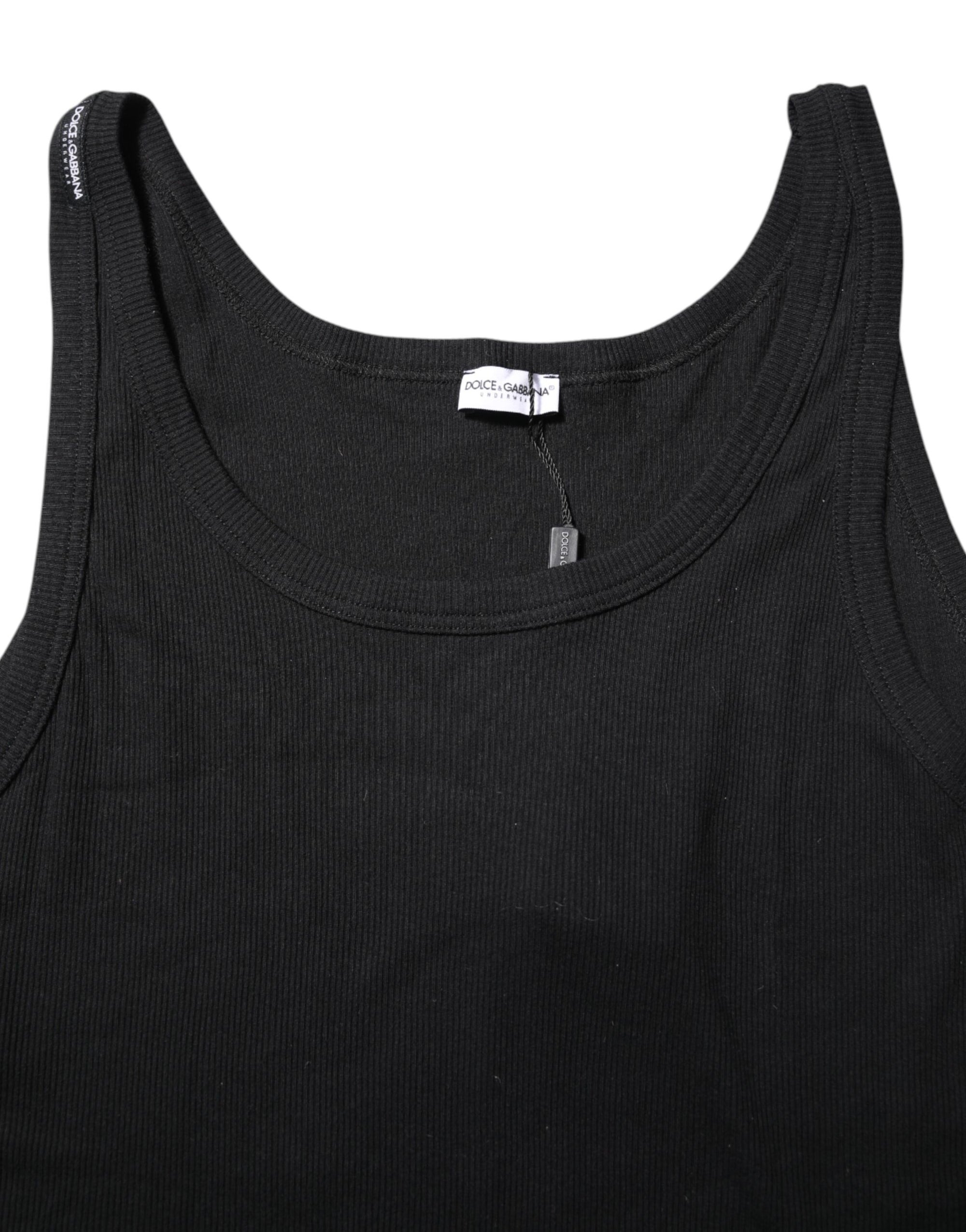 Dolce & Gabbana Black Cotton Sleeveless Underwear Tank T-shirt