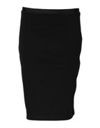 GF Ferre Black Polyester Pencil Cut Knee Length Skirt
