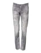 Dsquared² Gray Washed Mid Waist Tapered Denim Jeans
