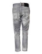 Dsquared² Gray Washed Mid Waist Tapered Jeans