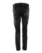 Dsquared² Black Washed Mid Waist Tapered Denim Jeans