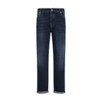 Brunello Cucinelli Blue Cotton Straight-Leg Jeans