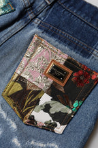 Dolce & Gabbana Blue Tattered High Waist Women Denim Jeans