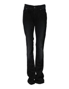 John Galliano Black Cotton Mid Waist Tapered Denim Jeans