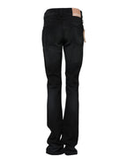 John Galliano Black Cotton Mid Waist Tapered Denim Jeans