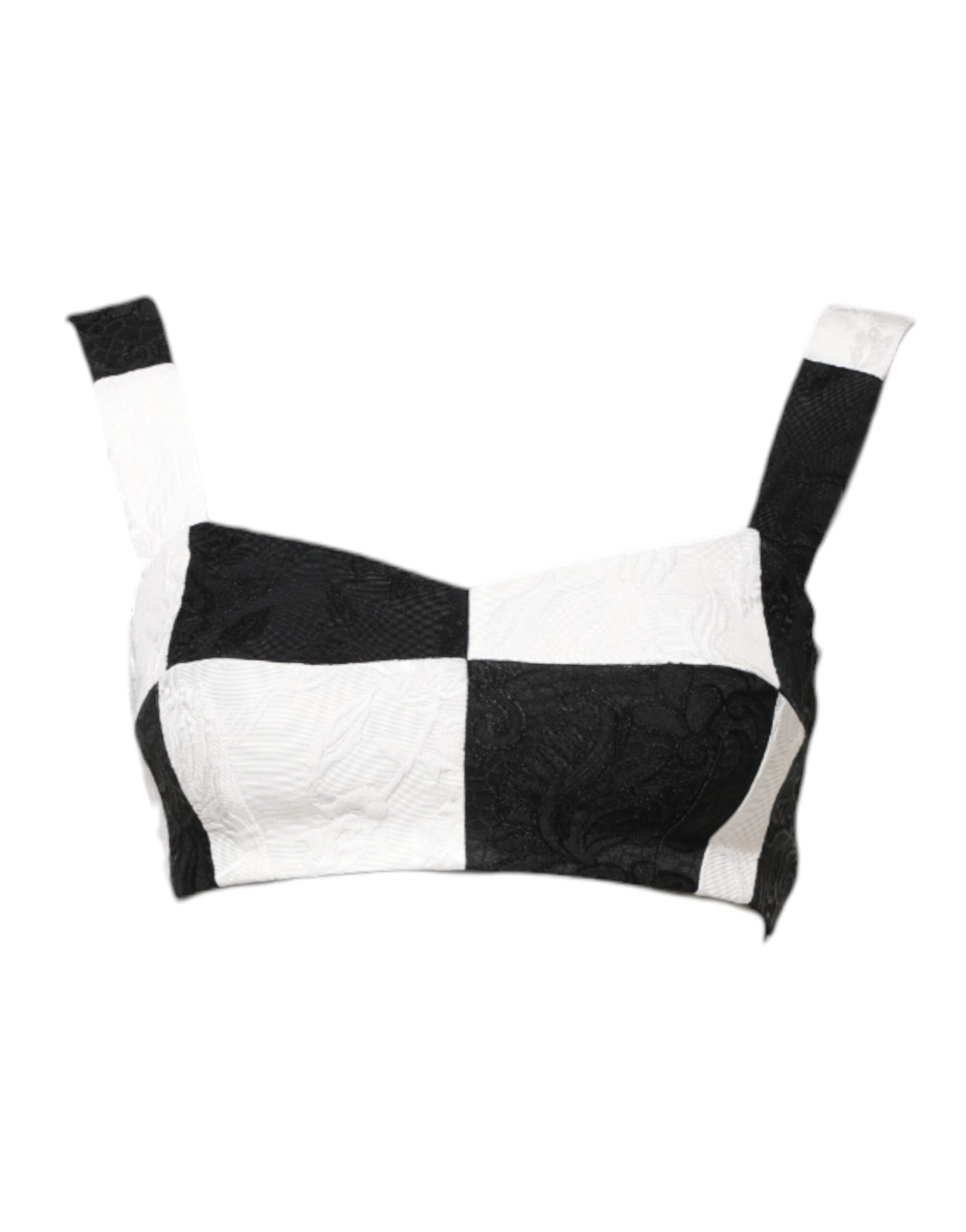 Dolce & Gabbana Black White Cropped Bustier Corset Bra Top