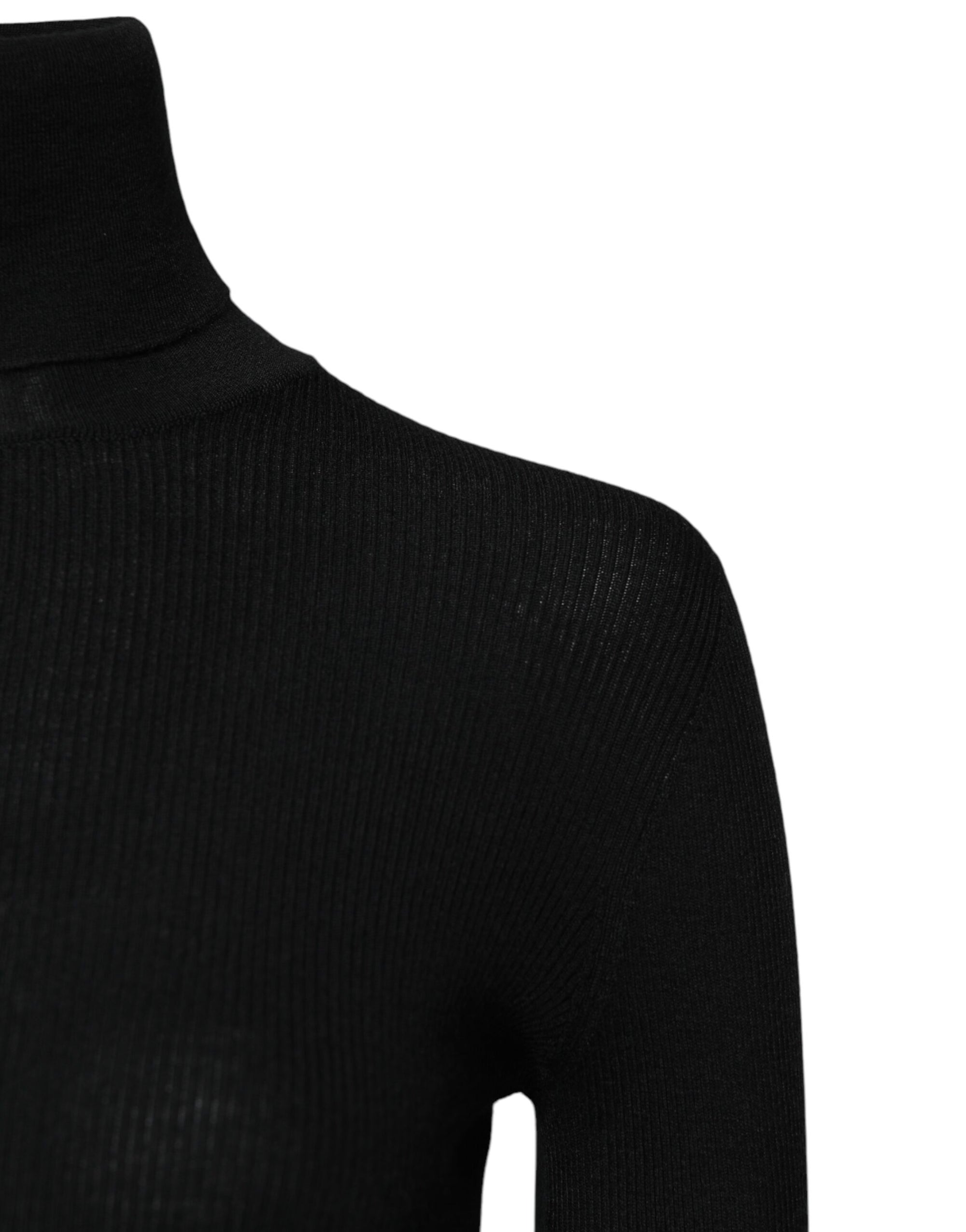 Dolce & Gabbana Black Cashmere Turtleneck Knitted Blouse Top