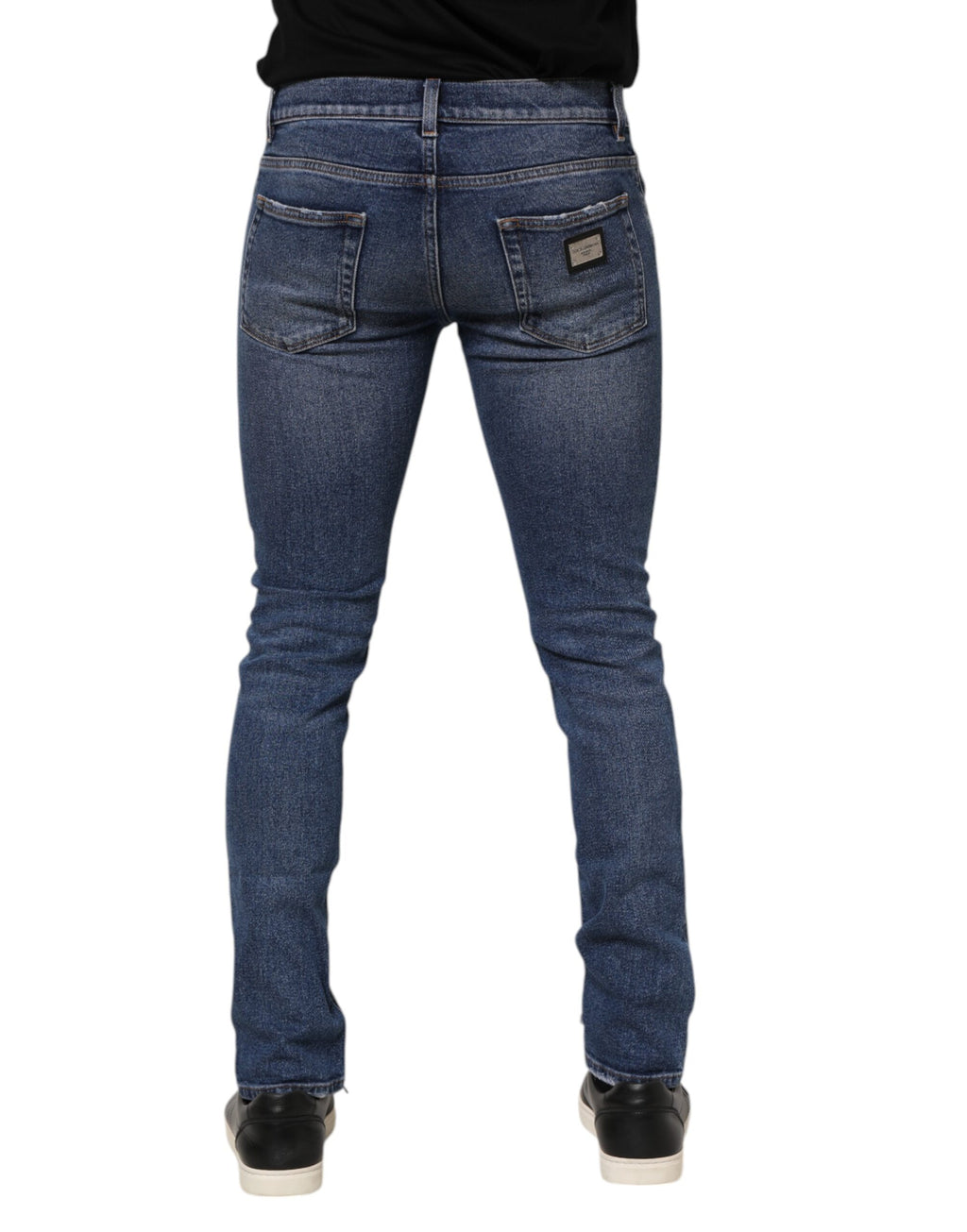 Dolce & Gabbana Blue Washed Skinny Cotton Tattered Denim Jeans